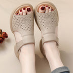 Top-Grain Leather Thick Sole Casual Sandals for Summer New Arrival Comfortable Soft Sole Breathable and Versatile Genuine Leather Mom Shoes