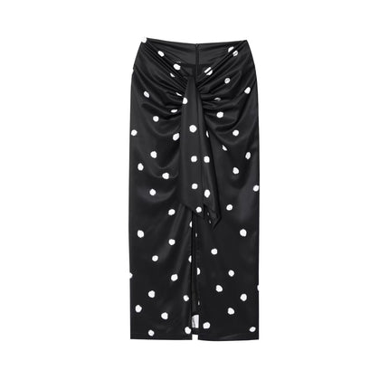 Women's clothing European and American storm point pleated decoration slit skirt