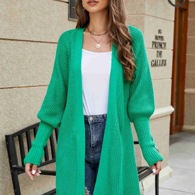 Open Front Lantern Sleeve Cardigan