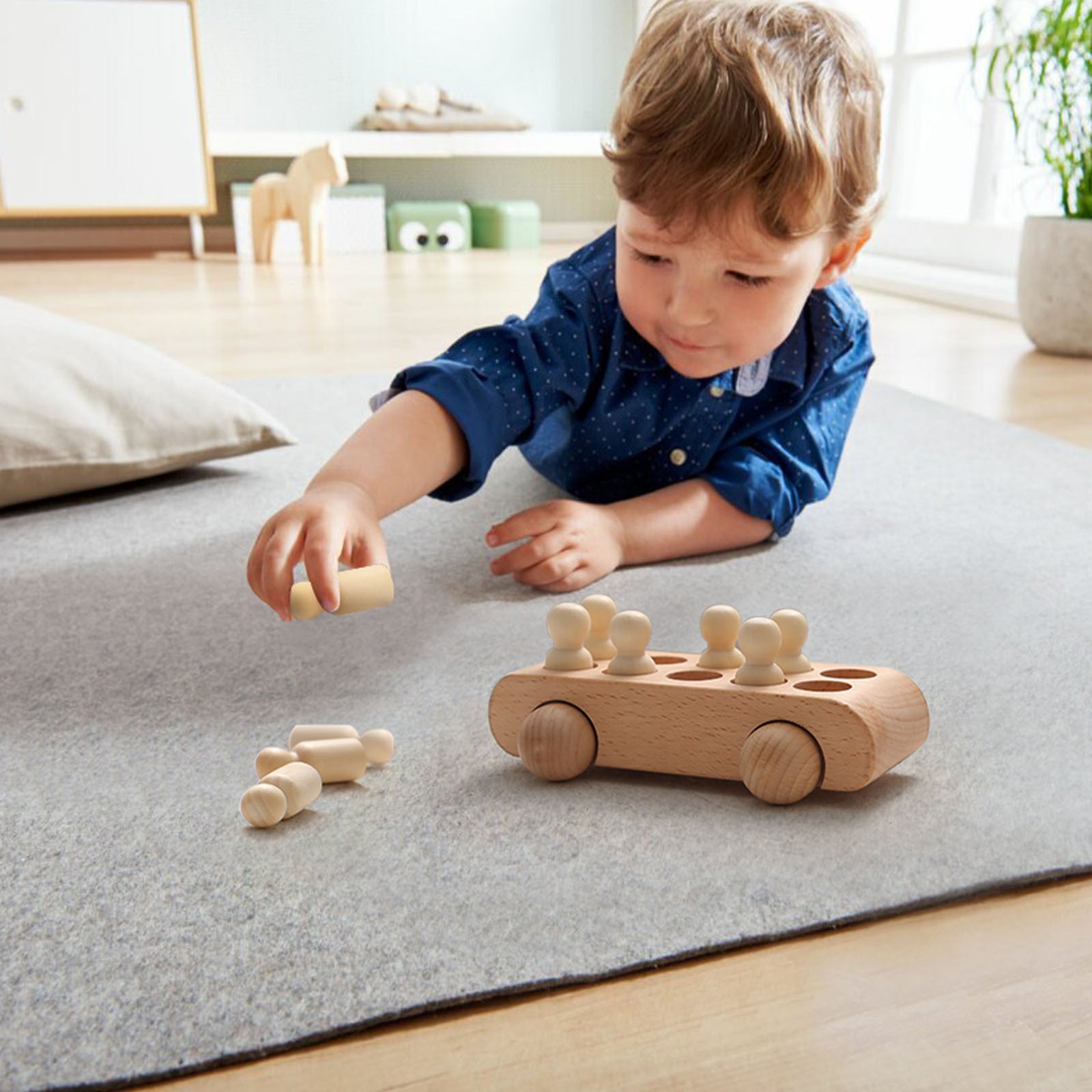 Wooden boutique, environmentally friendly, safe, baby stroller, children's puzzle toys, building blocks, handcart