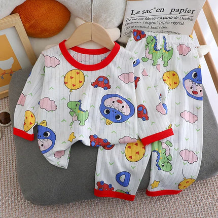 New Summer Children's Long-sleeved Trousers Home Clothes Set Cotton Underwear Baby Thin Pajamas Children Clothing