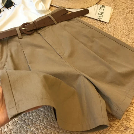 New Wide Leg Shorts for Women  Summer Thin Cotton A Line Short Pants Office Lady Classic Loose Casual Zipper Women‘s Shorts