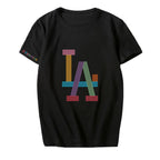 Letter LA Trendy Fashion Short Sleeve Ins Bulletproof Youth Group Dynamite Couple Shirt Summer T-Shirt