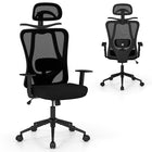 Ergonomic Office Chair with 3D Headrest and Reclining Backrest-Black - Color: Black