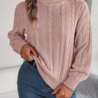 Cable-Knit Turtleneck Dropped Shoulder Sweater