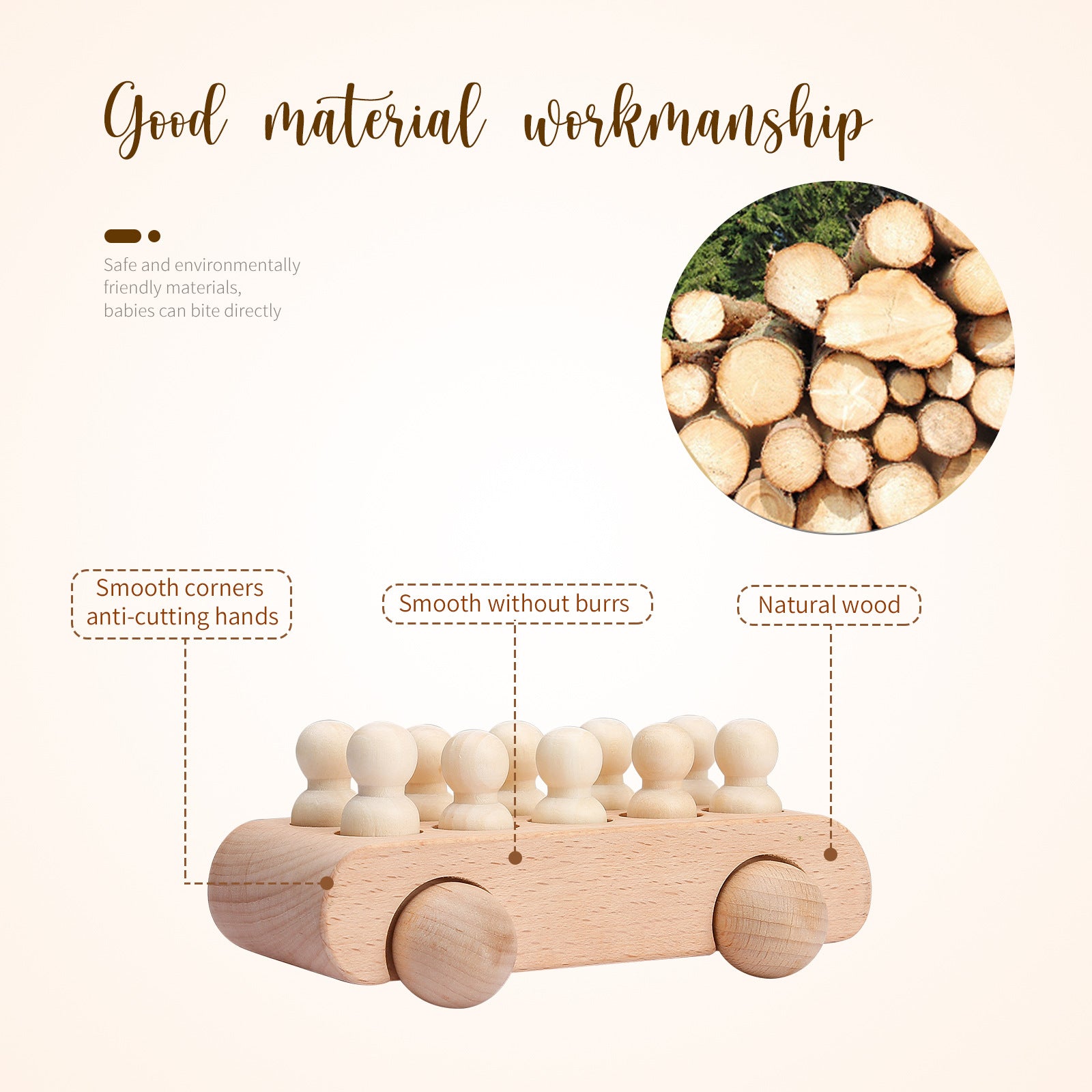 Wooden boutique, environmentally friendly, safe, baby stroller, children's puzzle toys, building blocks, handcart