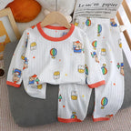 New Summer Children's Long-sleeved Trousers Home Clothes Set Cotton Underwear Baby Thin Pajamas Children Clothing
