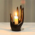 Minimalist hand candlestick black palm shaped tabletop ring storage small ornament