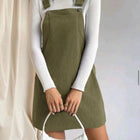 Corduroy loose sleeveless slip dress Solid color slip dress