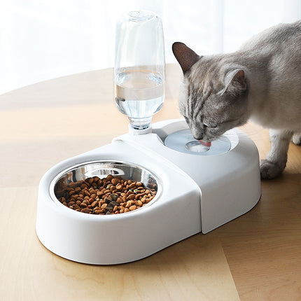 Dogs Cats Bowl and Drinking Fountains with Automatic Water Outlet Anti-overturning Feeders Plastic Feeding Bowl Pet Accessories