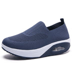 Women's shoes with thick sole and air cushion comfortable for casual sports breathable and fly woven soft soled women's shoes