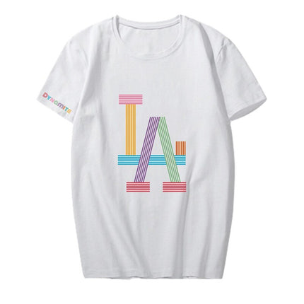 Letter LA Trendy Fashion Short Sleeve Ins Bulletproof Youth Group Dynamite Couple Shirt Summer T-Shirt