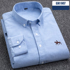 Cotton men's long sleeved shirt for middle-aged men, wrinkle resistant cotton shirt