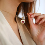 Luxury Fashion Red Zircon Heart Shaped Pendant Necklace for Women 2023 New Exquisite Jewelry Necklace Accessories Wholesale Gift