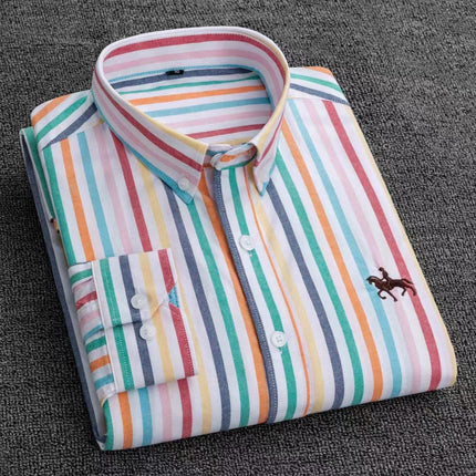 Cotton men's long sleeved shirt for middle-aged men, wrinkle resistant cotton shirt