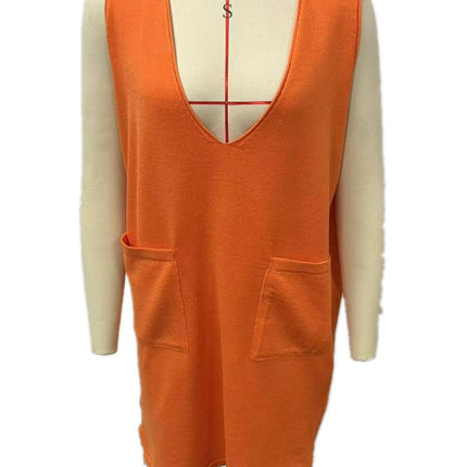 Knitted Medium Long Double Sided Vest Skirt Autumn/Winter New Korean Solid Color Sleeveless Versatile Dress