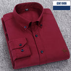 Cotton men's long sleeved shirt for middle-aged men, wrinkle resistant cotton shirt