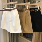 New Wide Leg Shorts for Women  Summer Thin Cotton A Line Short Pants Office Lady Classic Loose Casual Zipper Women‘s Shorts