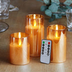 Electroplated Glass LED Electronic Candle Lamp Rechargeable Remote Control Candle Lamp