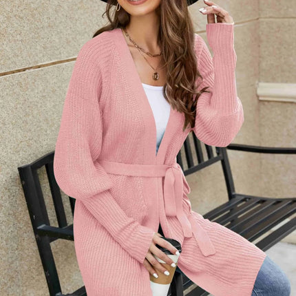 Open Front Lantern Sleeve Cardigan
