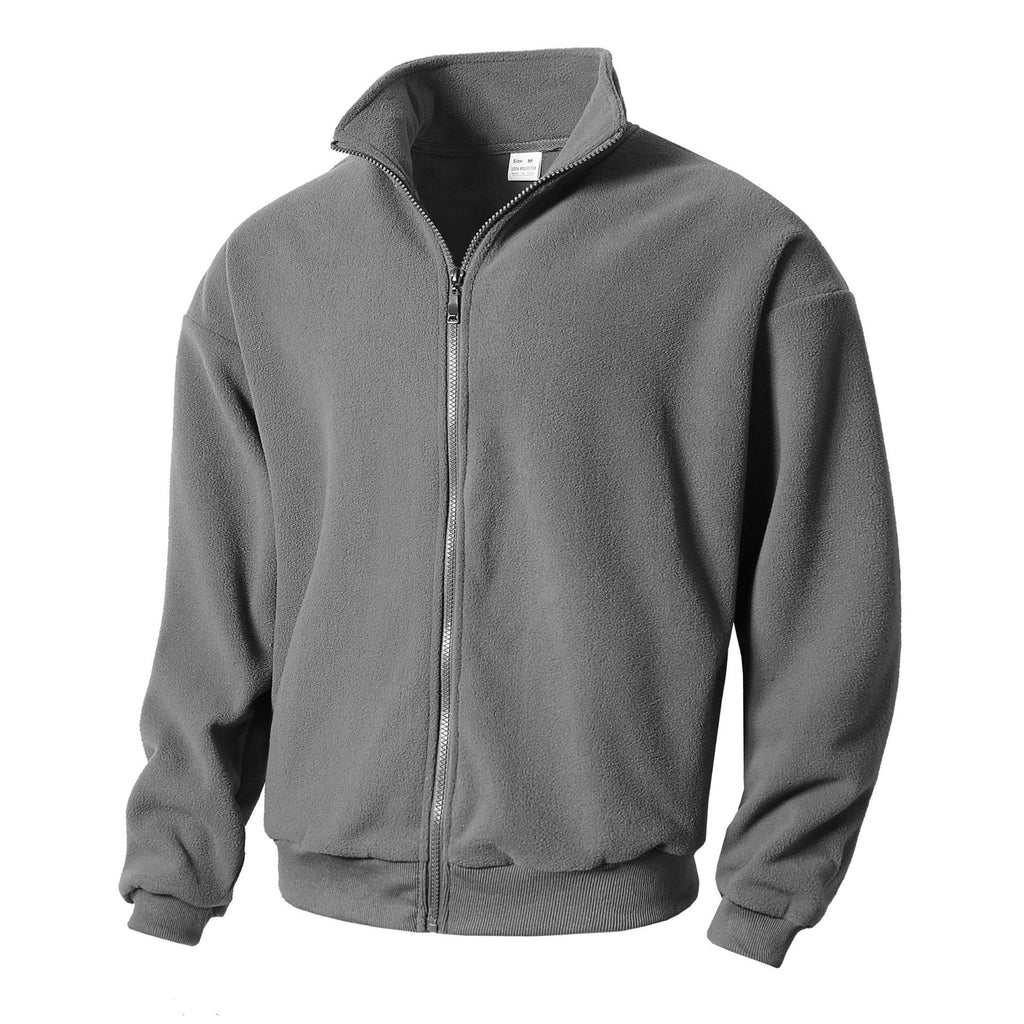 Round neck long sleeved stand up collar cardigan casual base shirt for men