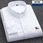 Cotton men's long sleeved shirt for middle-aged men, wrinkle resistant cotton shirt