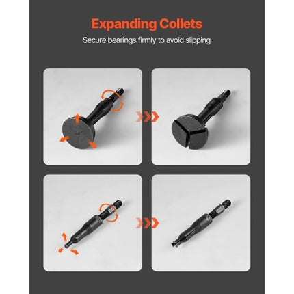 Blind Hole Bearing Puller Set, 16-in-1 Inner Bearing Race and Seal Extractor Kit, 16 PCS Slide Hammer Pilot Insert Inner Internal Bearing Removal Tool Set with 10 Split Collets and Counterstay