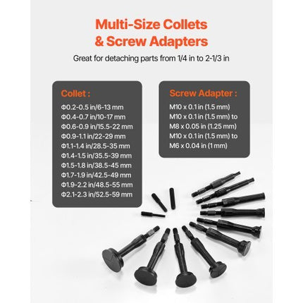 Blind Hole Bearing Puller Set, 16-in-1 Inner Bearing Race and Seal Extractor Kit, 16 PCS Slide Hammer Pilot Insert Inner Internal Bearing Removal Tool Set with 10 Split Collets and Counterstay