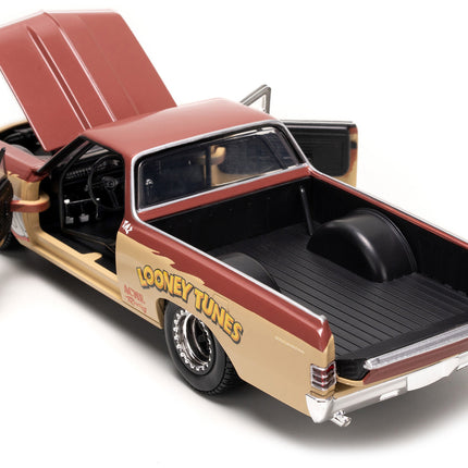 1967 Chevrolet El Camino Brown and Beige with Graphics and Tasmanian Devil (Taz) Diecast Figure "Looney Tunes" "Hollywood Rides" Series 1/24 Diecast Model Car by Jada