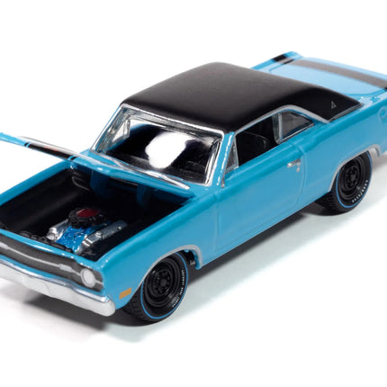 1969 Dodge Dart GTS 340 Blue with Black Top and Stripes "Goodyear Blue Streak" "Pop Culture" 2025 Release 1 1/64 Diecast Model Car by Johnny Lightning