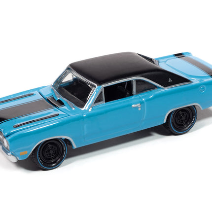 1969 Dodge Dart GTS 340 Blue with Black Top and Stripes "Goodyear Blue Streak" "Pop Culture" 2025 Release 1 1/64 Diecast Model Car by Johnny Lightning