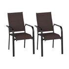 Patio Dining Chairs Set of 2/4/6 Stackable Outdoor Armchairs-Set of 2 - Color: Coffee - Size: Set of 2