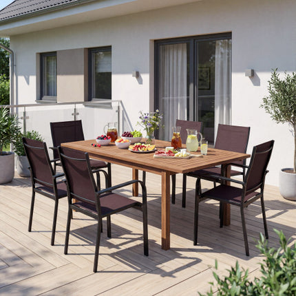 Patio Dining Chairs Set of 2/4/6 Stackable Outdoor Armchairs-Set of 2 - Color: Coffee - Size: Set of 2