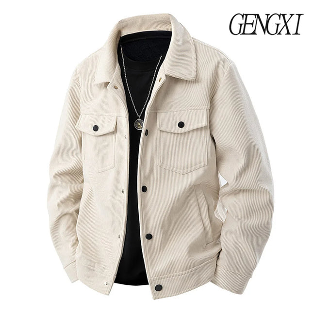 American Vintage Corduroy Jacket Autumn/Winter New Arrival Minimalist, Versatile Lapel Workwear Jacket Men's Casual Outerwear