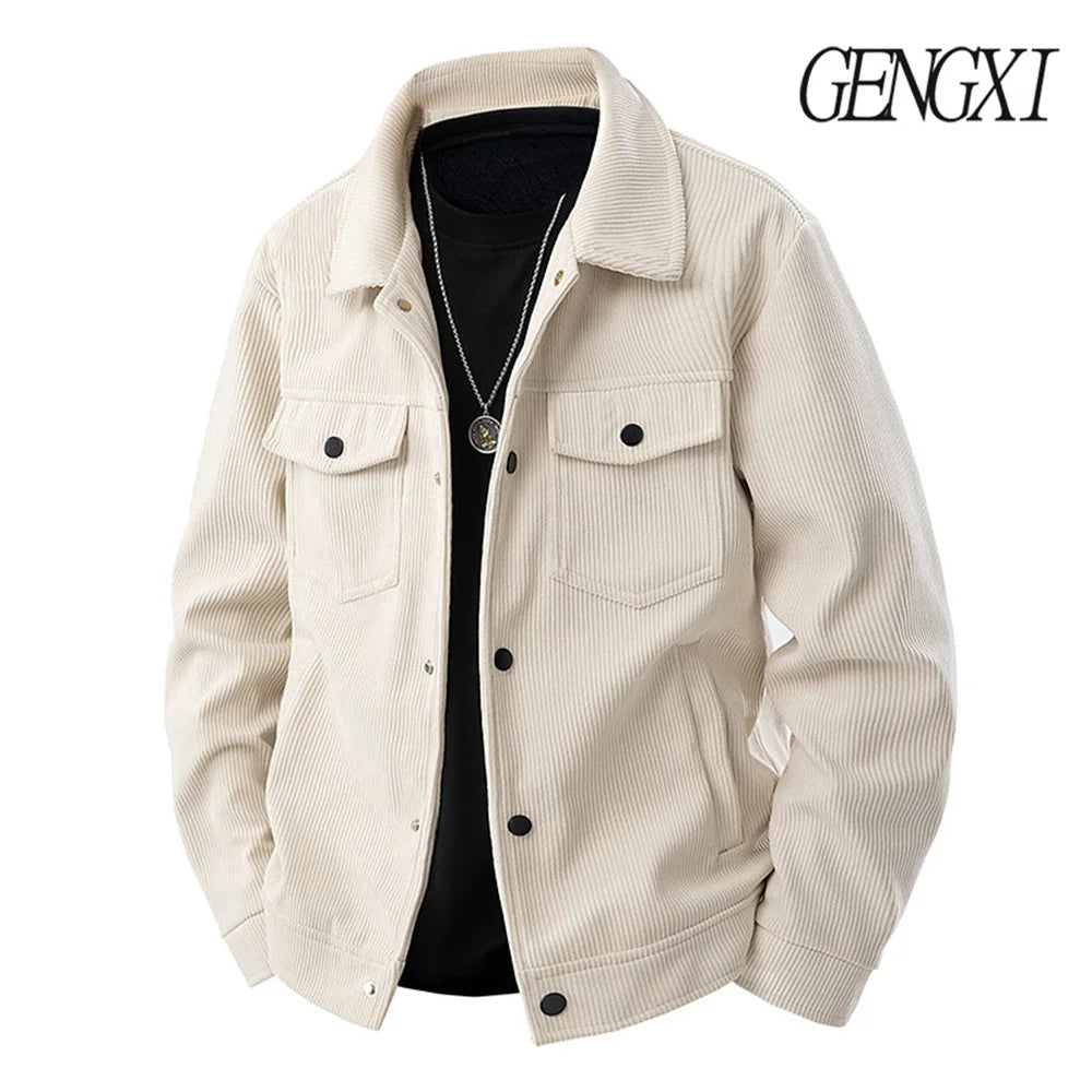 American Vintage Corduroy Jacket Autumn/Winter New Arrival Minimalist, Versatile Lapel Workwear Jacket Men's Casual Outerwear