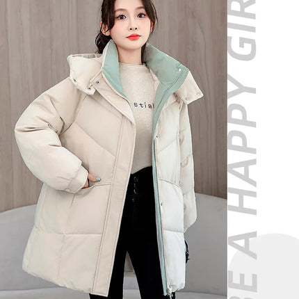 Winter New Down Long Jacket Women Warm Hooded Women's Cotton Padded Puffer Coat Fashion Temperament Overcoat Top
