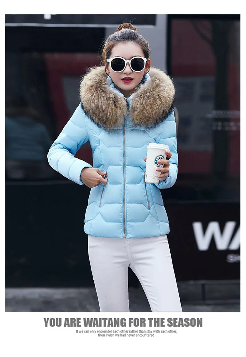 2022 New Winter Jacket Women Faux Fur Hooded Parka Coats Female Long Sleeve Thick Warm Snow Wear Jacket Coat Mujer Quilted Tops