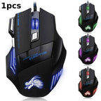 USB Wired Gaming Mouse 7 Button Backlit Ergonomic Mice 5500 DPI Backlight Adjustable Optical Mice for PC Gamer Computer Desktop
