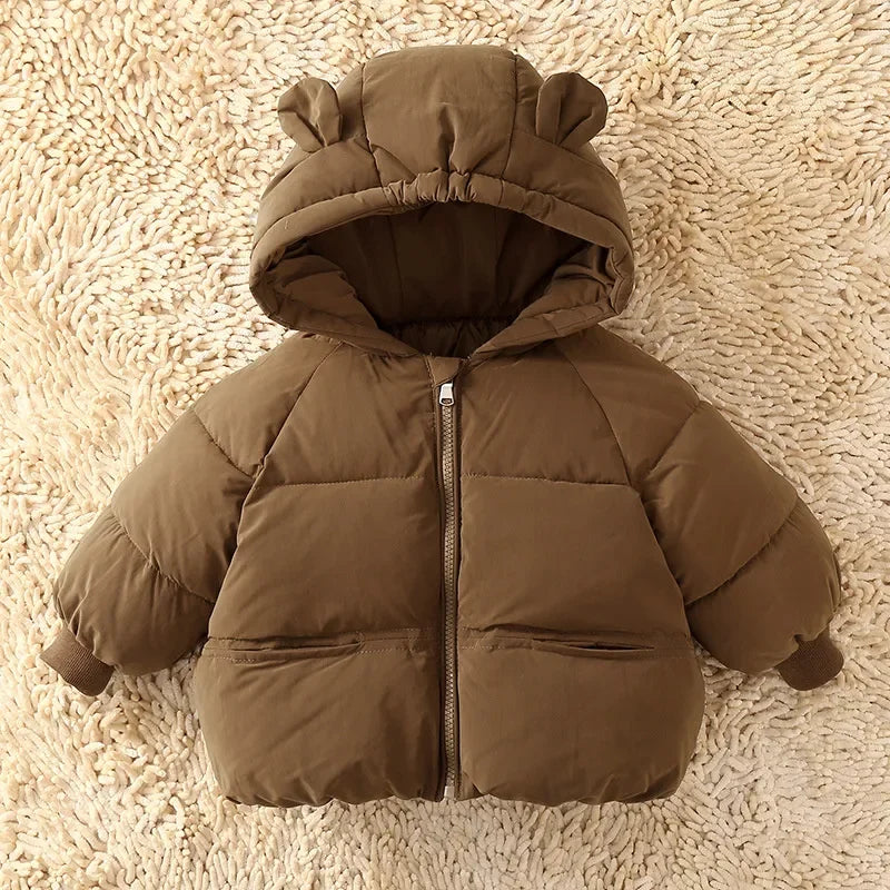 Kids Winter Down Jacket 2024 Cute Bear Snow Wear Coats Thicken Warm Girls Boys' Cotton Clothes Chidlren Hooded Parkas 1-6 Years