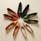 Female Shoes Large Size 2025 Pointedtoe Genuine Leather Flat Shoes Women Shallow Mouth Comfortable Women's Boat Shoes