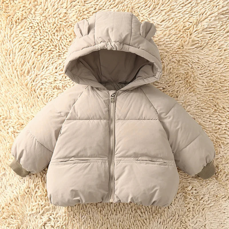 Kids Winter Down Jacket 2024 Cute Bear Snow Wear Coats Thicken Warm Girls Boys' Cotton Clothes Chidlren Hooded Parkas 1-6 Years