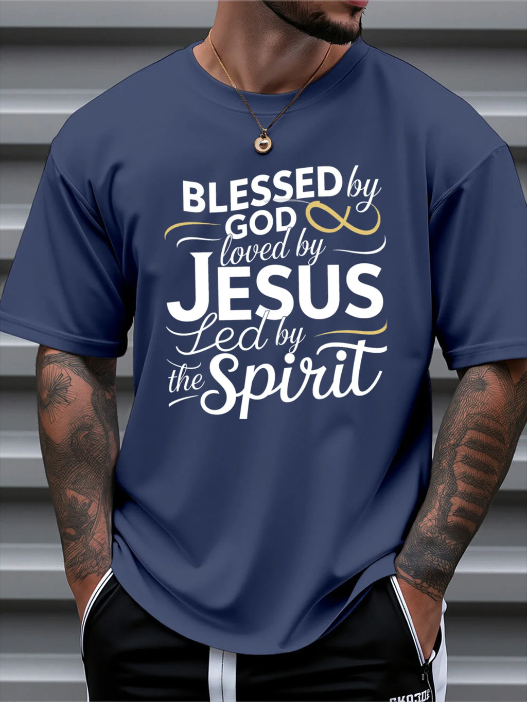 T Shirt For Man 100% Cotton Summer Blessed by God Loved by Jesus Casual Slim Fit Round Neck Short Sleeved T-shirt Top