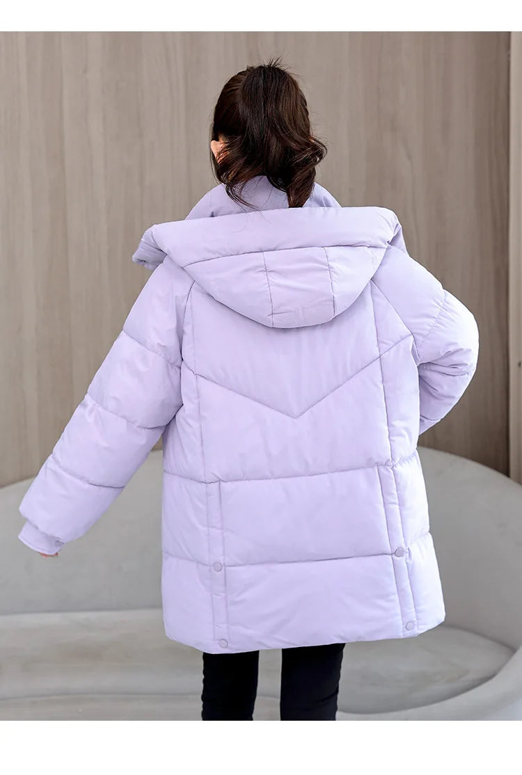 Winter New Down Long Jacket Women Warm Hooded Women's Cotton Padded Puffer Coat Fashion Temperament Overcoat Top
