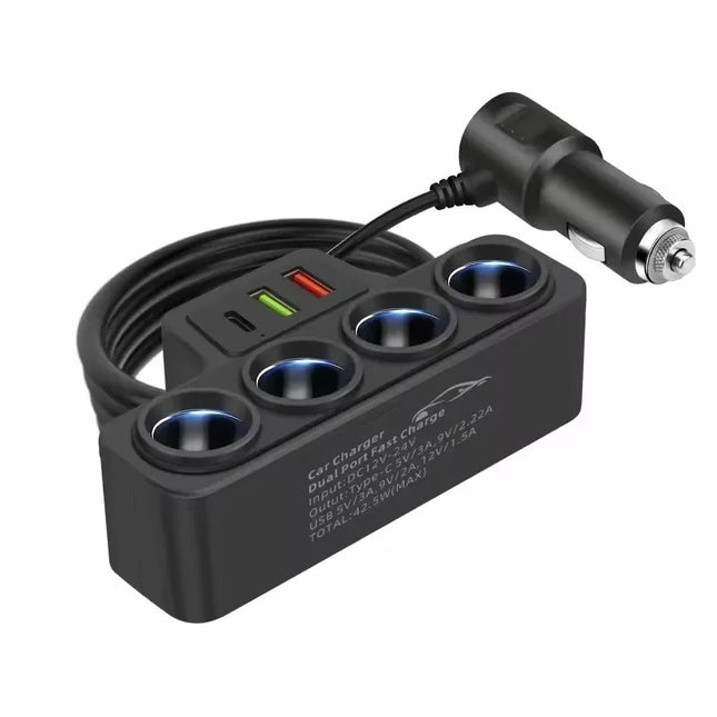 120W Multi-Function Charger USB/Type C Fast Charging Can Charge Multiple Devices At The Same Time, One Tow And Four Car Chargers