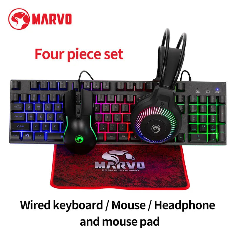Gaming Keyboard And Mouse It Contains Keyboard+Mouse+Headphone And Mouse Pad Set, RGB,Game Wired Keyboard And Mouse Sets