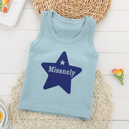 Color: Gold, Kid Size: 5 - Summer Kids Tops Clothes Tank Sleeveless Breathable Cotton Children T-shirt Vest Top Clothing Outfit Cartoon Boys Girls 0-7Years