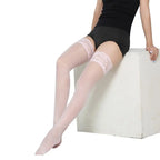 Women Lace Stockings Over Knee Thigh Stocking Hosiery Transparent Silk Stockings Sexy Garters See-through Stockings Tights