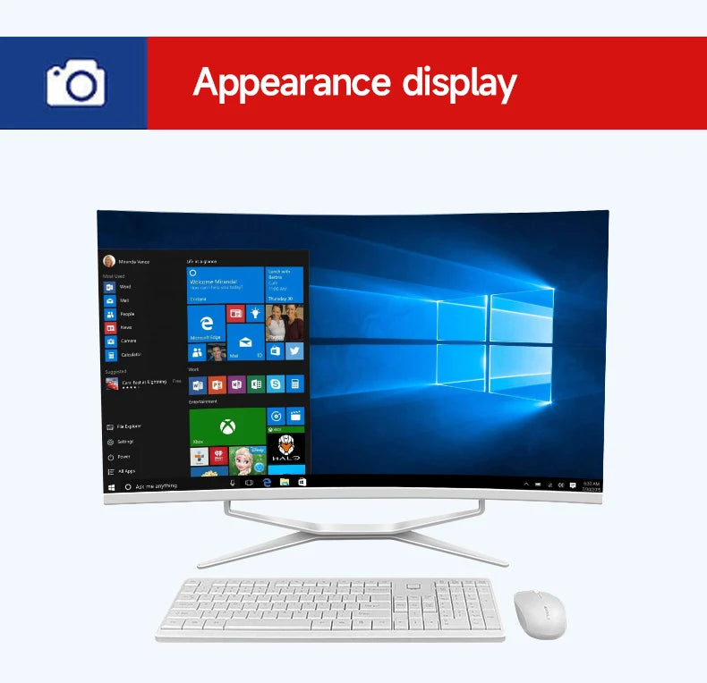 32 inch 1K all-in-one computer (Intel i7-3770S, RAM 16GB, SSD 1024GB, Windows 11 Pro), white, English keyboard