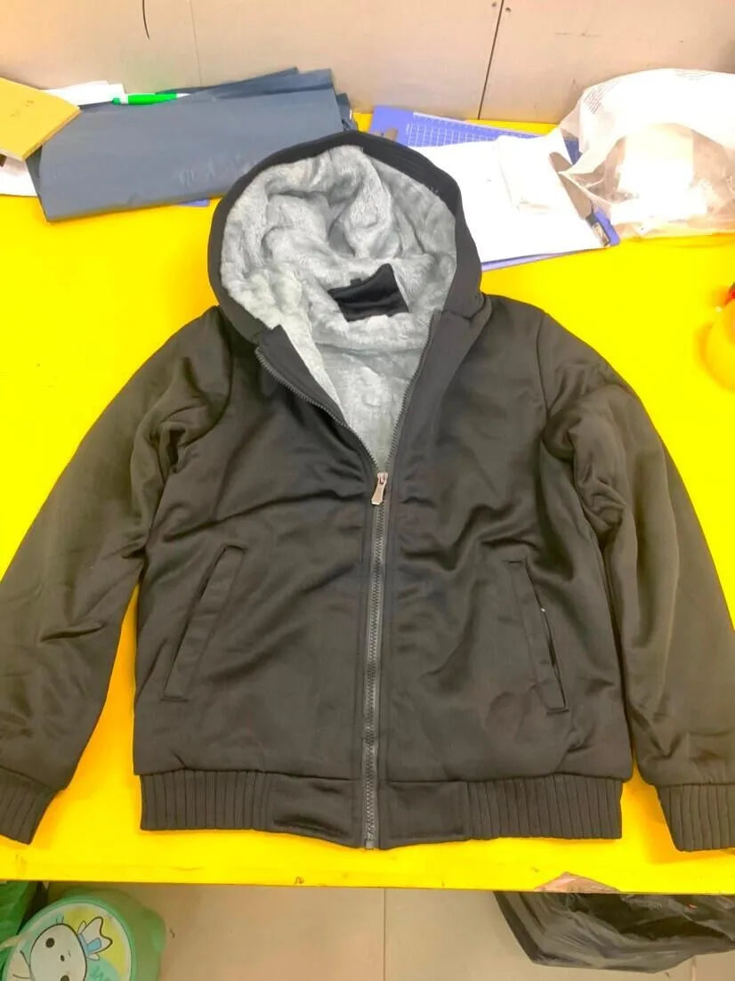 Winter Lambswool Coats Thicken Warm Jackets Long Sleeve Zipper Hoodies Casual Sports Fleece Black Coat Hooded Men Women Jacket