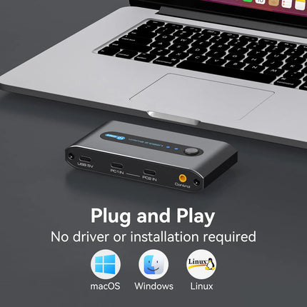 USB C Switch 2 Computers Share USB C & A Devices 10Gbps 4 Port USB 3.2 Switcher 2 PC for PC Laptop Share Keyboard Mo